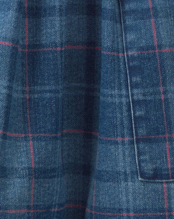 Filles - Jupe en denim &agrave; carreaux - D&eacute;lav&eacute; fonc&eacute;, 