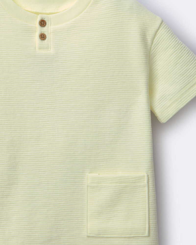 Toddler Boy Henley Tee with Pocket - Yellow, image 2 of 5 slides