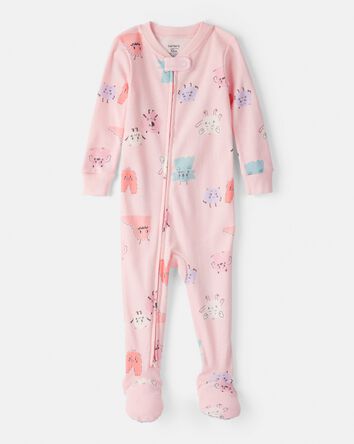 Toddler Girl Monster 100% Cotton Snug Fit Footie 1-Piece Pyjamas - Pink, 