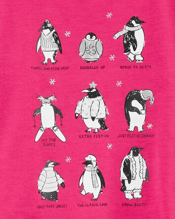 Pyjama 2 pièces en molleton et coton ajusté à pingouin, 