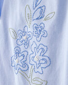 B&eacute;b&eacute; fille - Ensemble 2 pi&egrave;ces haut et jupe-short &agrave; fleurs - Bleu, image 3 sur 5 diapositives