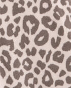 Girls Leopard Fleece Long-Sleeve Snug Fit 1-Piece Pajamas - Brown, image 2 of 3 slides