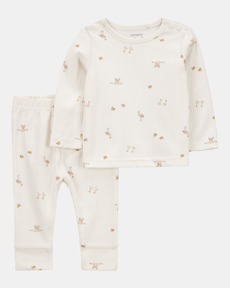 Baby 2-Piece Bird Print Long-Sleeve Tee & Pant Set, image 1 of 4 slides