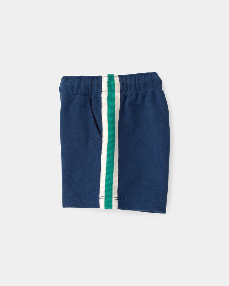 B&eacute;b&eacute; gar&ccedil;on - Short en jersey bouclette &agrave; rayures - Bleu/Vert, image 3 sur 4 diapositives