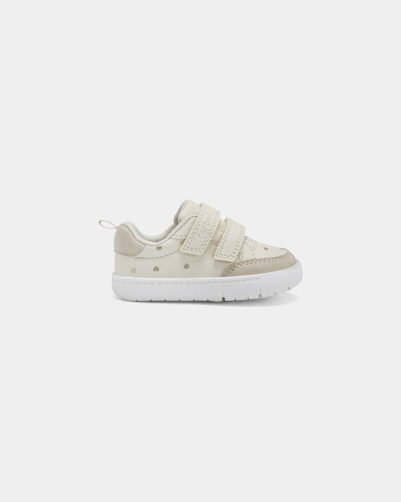 Baby Girl Every Step&reg; First Walker Heart Sneakers - Cream, image 2 of 6 slides
