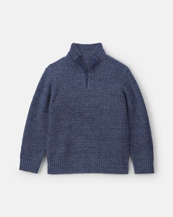 Boys Quarter-Zip Sweater - Navy Blue, 