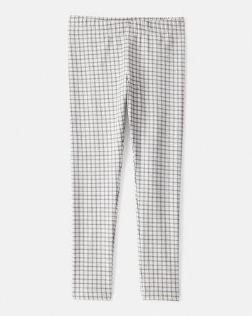 Filles - Legging extensible à enfiler en coton à motif écossais – Gris, 