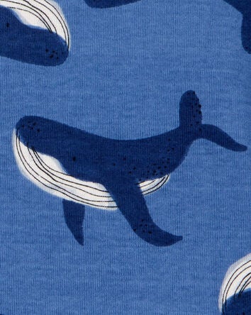 Toddler Whale Striped Snug Fit Cotton 4-Piece Pyjamas, 