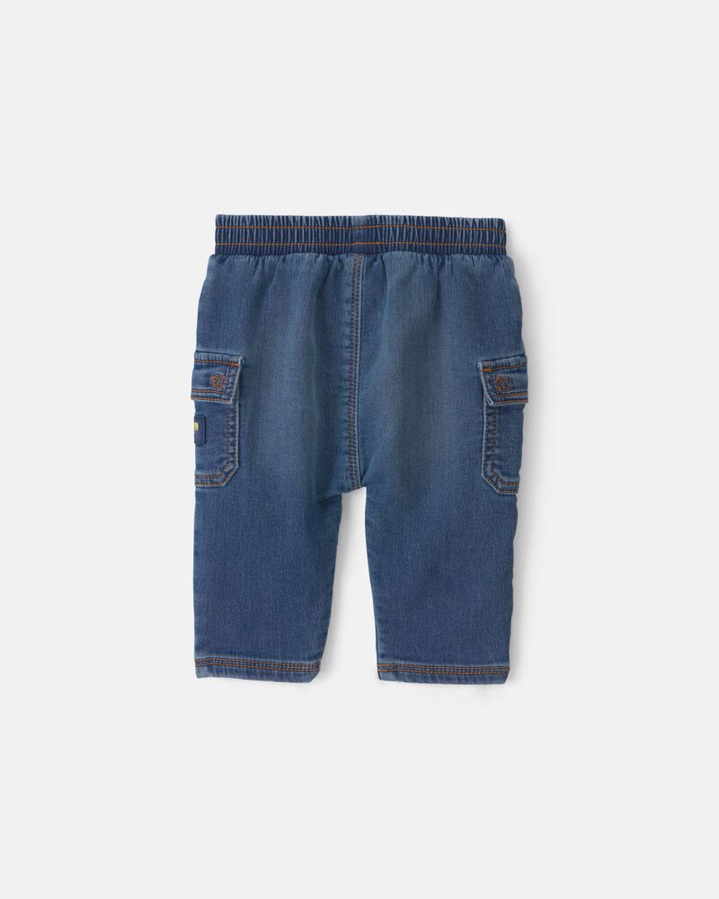 Baby Boy Denim Cargo Jeans - Medium Wash, image 1 of 7 slides