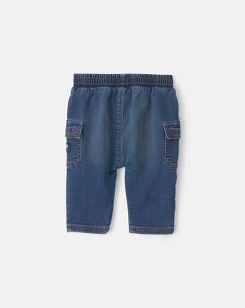 Baby Boy Denim Cargo Jeans - Medium Wash, 
