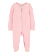 Baby Solid 2-Way Zip PurelySoft Sleeper Pyjamas - Pink, image 1 of 6 slides