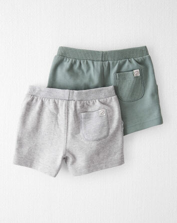 B&eacute;b&eacute; - Emballage de 2 shorts en tricot gaufr&eacute; de coton biologique, 