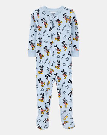 B&eacute;b&eacute; gar&ccedil;on - Pyjama 1 pi&egrave;ce &agrave; pieds en coton ajust&eacute; imprim&eacute; de Disney&copy; Mickey Mouse - Bleu, 