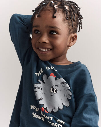Toddler Boy Squish Character Long-Sleeve Relaxed Graphic Tee - Deep Teal, 