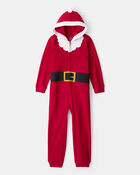 Kid Santa Loose Fit Long-Sleeve Zip-Up 1-Piece pyjamas - Red, image 1 of 3 slides