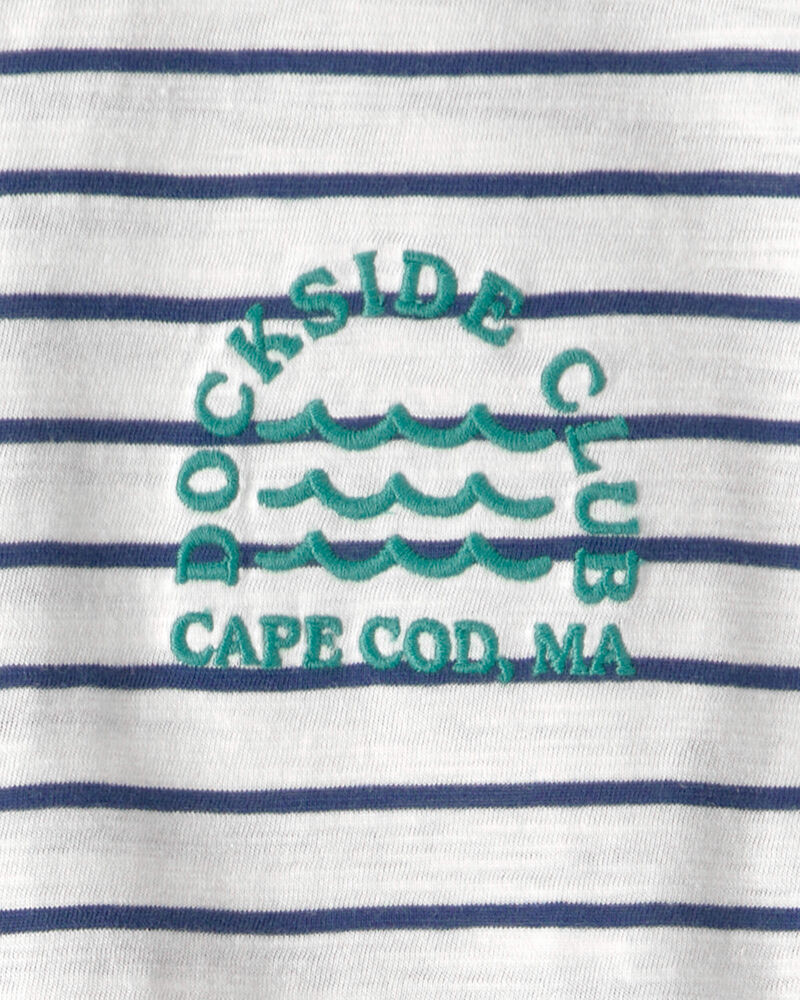 Boys Nautical Striped Graphic Tee - Blue/Ivory, image 3 of 4 slides