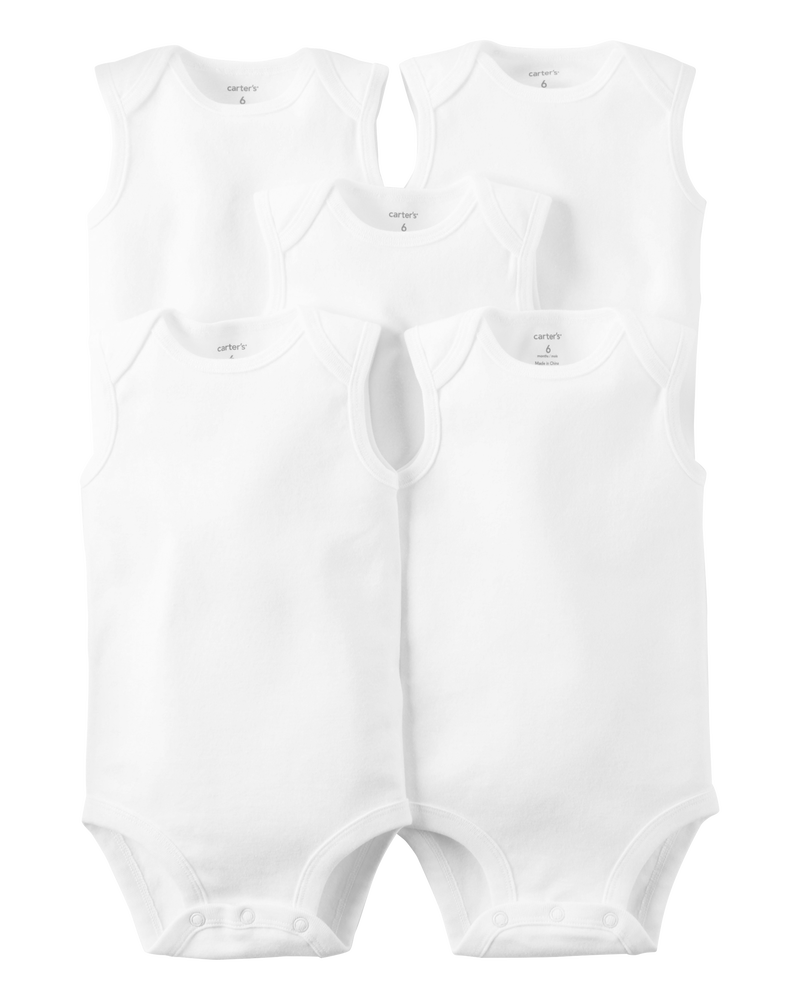 Baby 5-Pack Sleeveless Original Bodysuits, image 1 of 2 slides