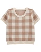 Kid Plaid Short-Sleeve Sweater, image 1 of 2 slides