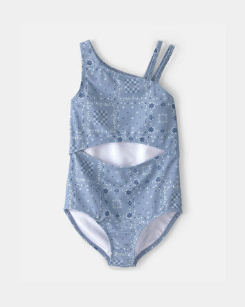 Girls Girl Bandana 1- Piece Swimsuit- Blue, 