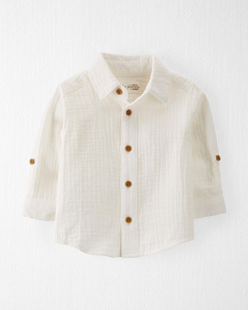 Baby Organic Cotton Gauze Button-Front Shirt, image 1 of 5 slides
