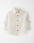 Baby Organic Cotton Gauze Button-Front Shirt, image 1 of 5 slides