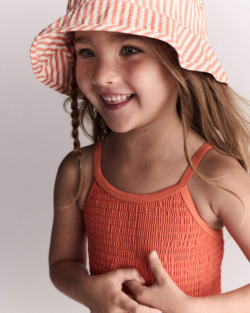 Toddler Girl Maillot une pi&egrave;ce &agrave; smocks - Orange, image 7 of 7 slides