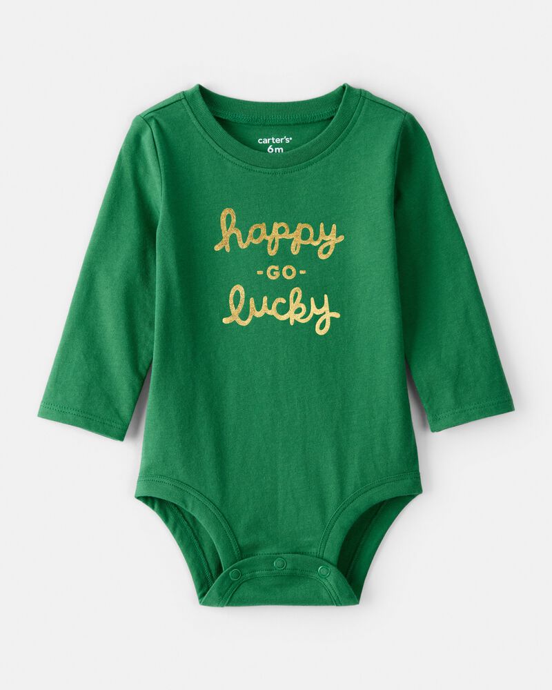 Baby St.Patrick's Day Long-Sleeve Graphic Bodysuit - Green, image 1 of 3 slides