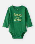 Baby St.Patrick's Day Long-Sleeve Graphic Bodysuit - Green, image 1 of 3 slides