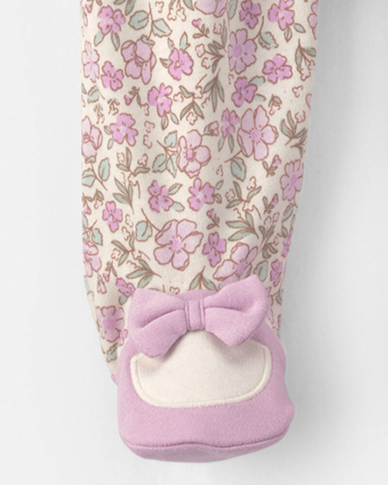 Baby Girl Floral Sleeper - Pink/Ivory, image 4 of 6 slides