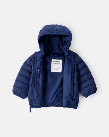 Baby Boy Midweight Packable Puffer - Navy Blue, 