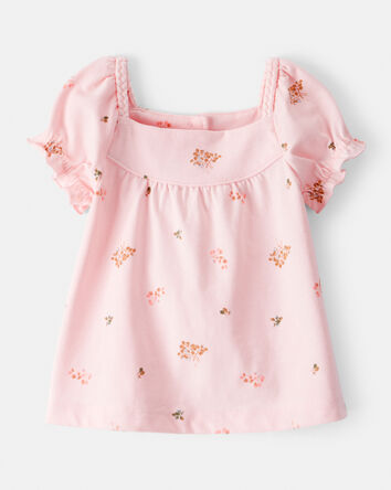 Bébé fille - Haut fleuri à manches courtes - Rose, 