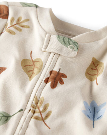 Baby Organic Cotton Sleep & Play Pyjamas in Autumn Leaves Print, 
