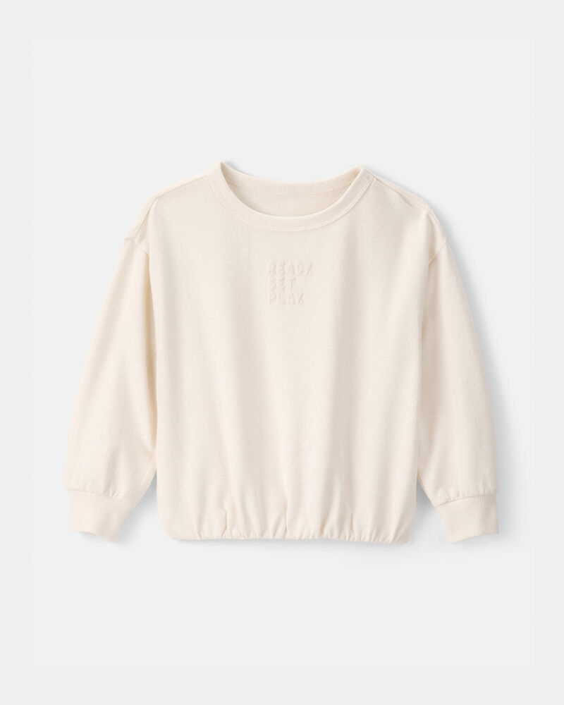 Toddler Girl 'Ready Set Play' French Terry Pullover Sweatshirt - Ivory, image 1 of 4 slides