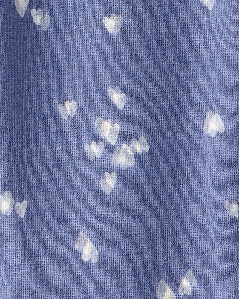 Girls Heart Print Pull-On Fleece Joggers - Blue, image 3 of 4 slides