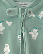 Baby Boy Yeti Fleece 2-Way Zip Sleep & Play Pyjamas - Green, image 3 of 5 slides