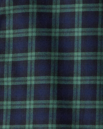 Garçons - Chemise à manches longues en coton à carreaux - Verte, 