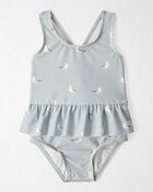 Baby Girl Recycled Seagull-Print Ruffle Swimsuit, image 1 of 4 slides