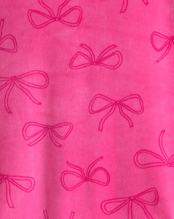 Girls Bow Print DreamPlush Long-Sleeve Snug Fit 2-Piece Pajamas - Pink, 
