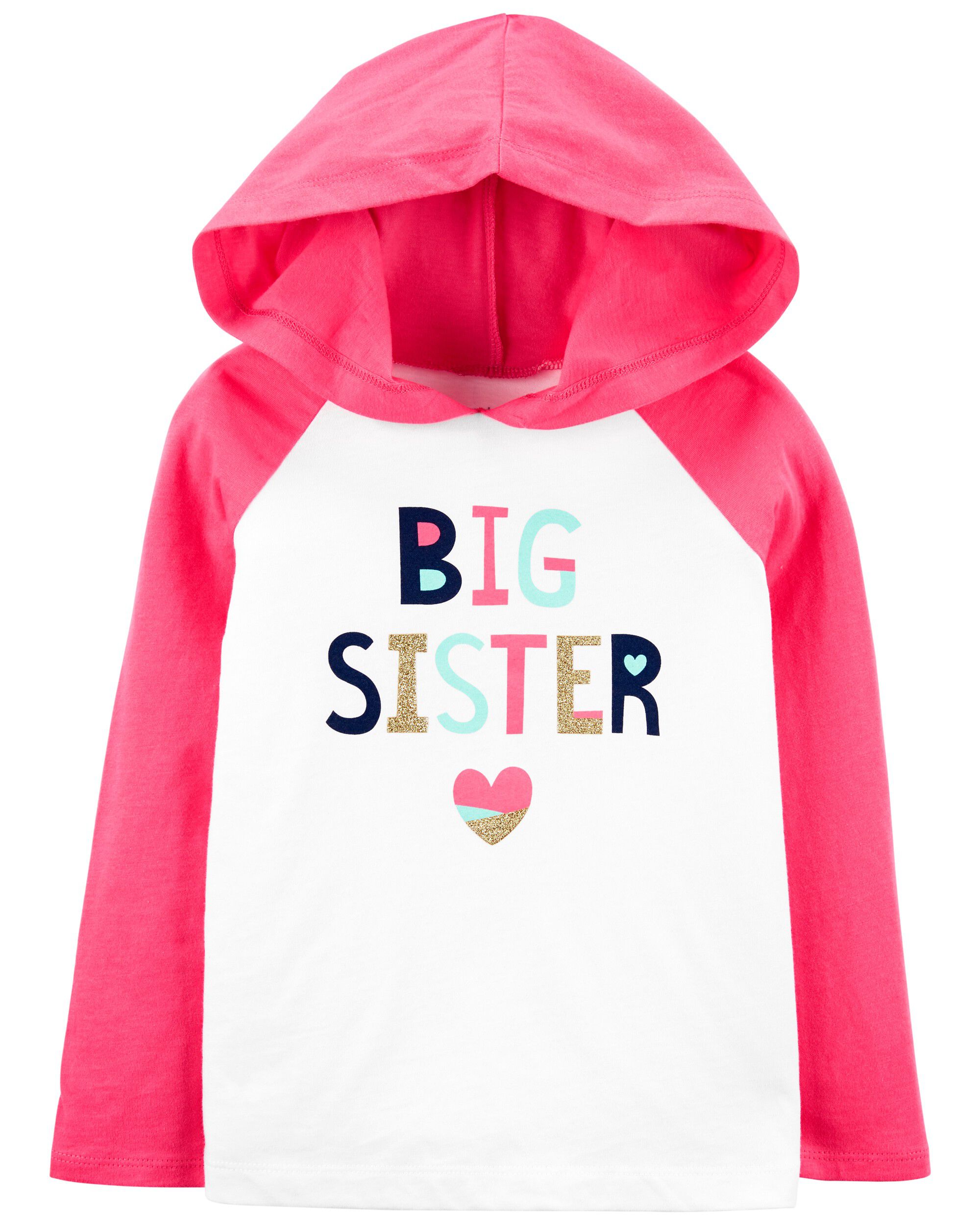 Pink White Big Sister Hooded Tee Carter s Oshkosh Canada
