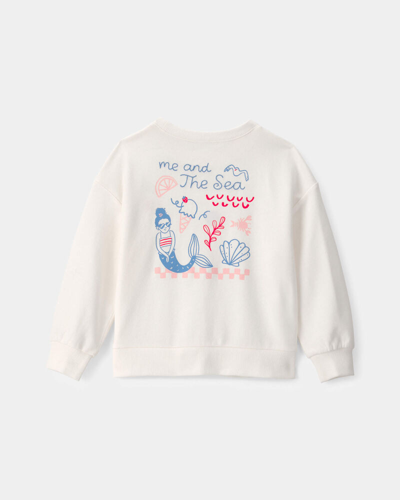 Toddler Girl Mermaid French Terry Pullover Sweatshirt - Ivory, image 4 of 9 slides