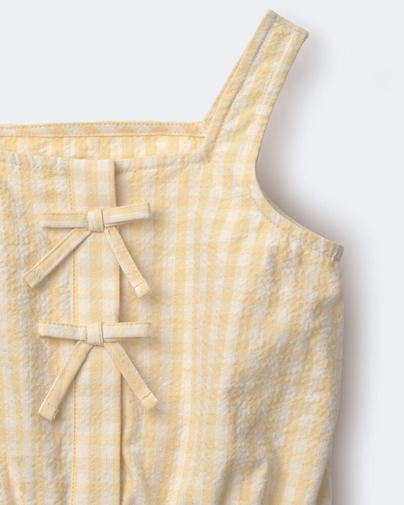 Toddler Girl Gingham Peplum Top with Bows - Yellow, image 5 of 6 slides