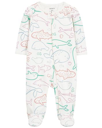 Whale Zip-Up Sleeper Pyjamas, 