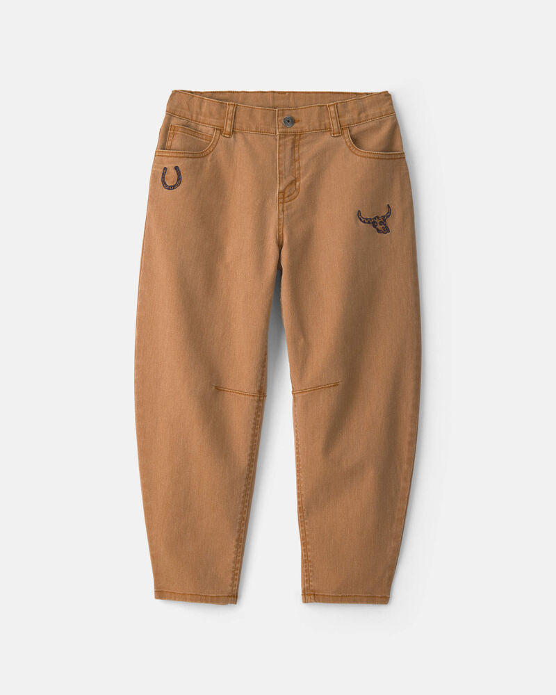 Gar&ccedil;ons - Pantalon en serg&eacute; &agrave; jambe ballon &ndash; Brun, image 1 sur 7 diapositives