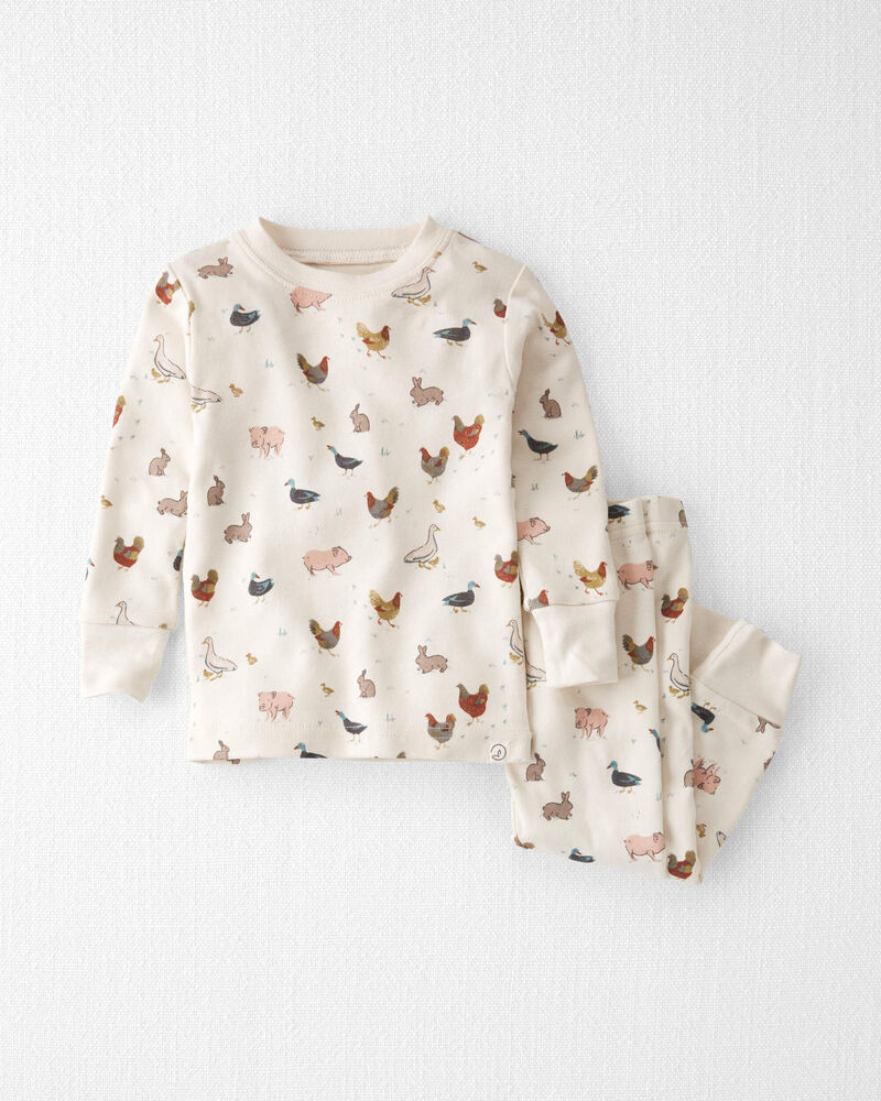 B&eacute;b&eacute; - Pyjama en coton biologique &agrave; motifs compagnons de la ferme, image 1 sur 3 diapositives