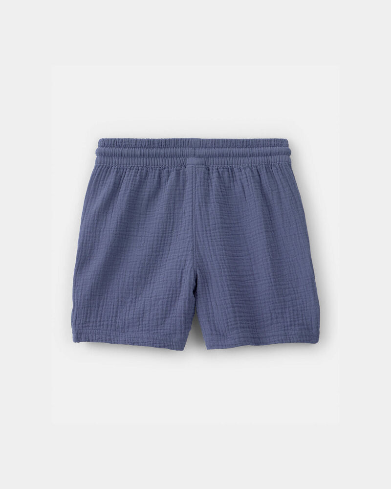 Boys Gauze Shorts - Blue, image 2 of 5 slides
