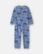 Boys Monster Truck Fleece Loose Fit 1-Piece Pyjama - Blue, image 1 of 4 slides
