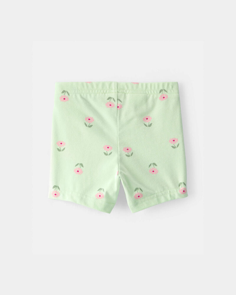 Baby Girl Floral Bike Shorts - Green, image 2 of 4 slides