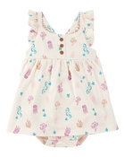 Baby Sea Print Cotton Sunsuit, image 1 of 4 slides