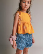 Toddler Girl Ruched Shorts in Chambray, image 3 of 7 slides