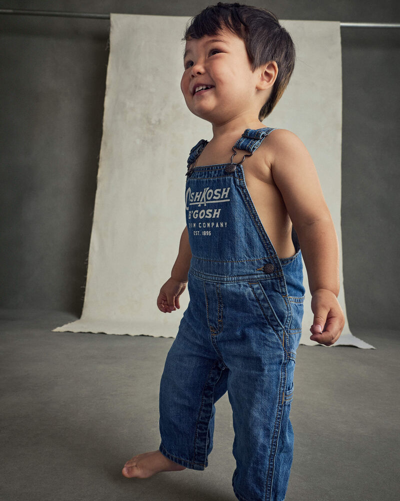 Baby Logo Denim Overalls - Dark Wash, image 3 of 7 slides